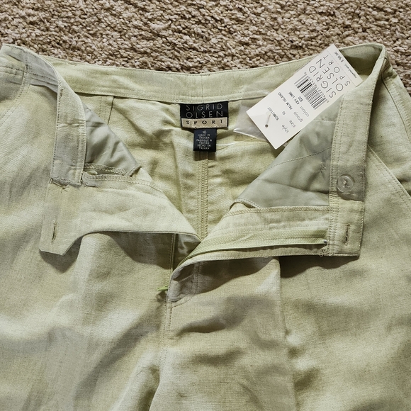 NWT VTG Sigrid Olsen Linen Blend Shorts Size 10 Color Key Lime - Picture 6 of 13